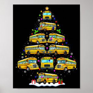 School Bus Christmas Tree Lights Bus Driver Xmas P Poster
