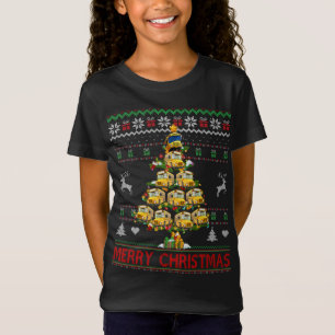 School Bus Christmas Tree Ugly Sweater Santa Bus D