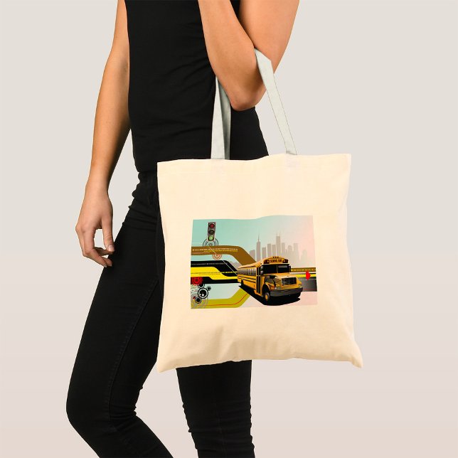 School Bus City Scene Tote Bag (Creator Uploaded)