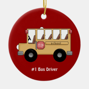 School Bus (Customisable) Ceramic Tree Decoration