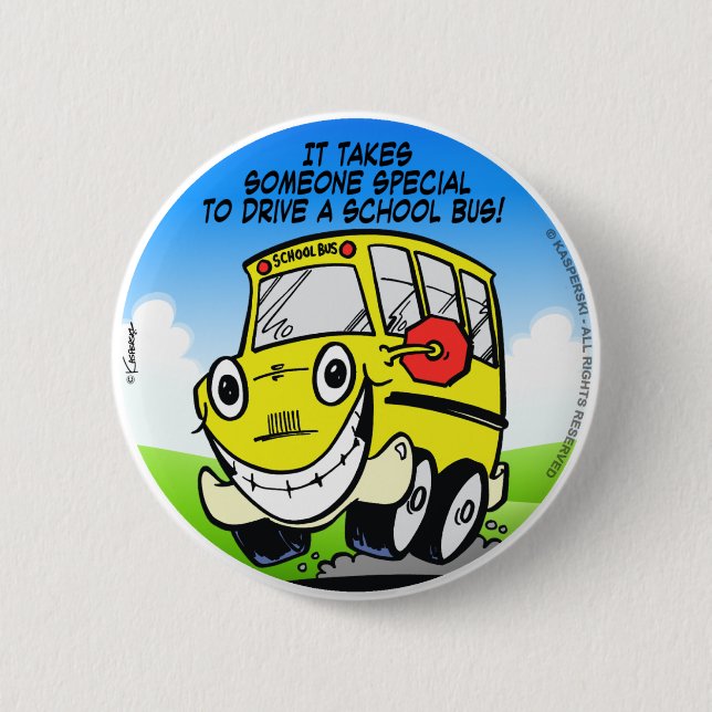School Bus Driver 6 Cm Round Badge (Front)