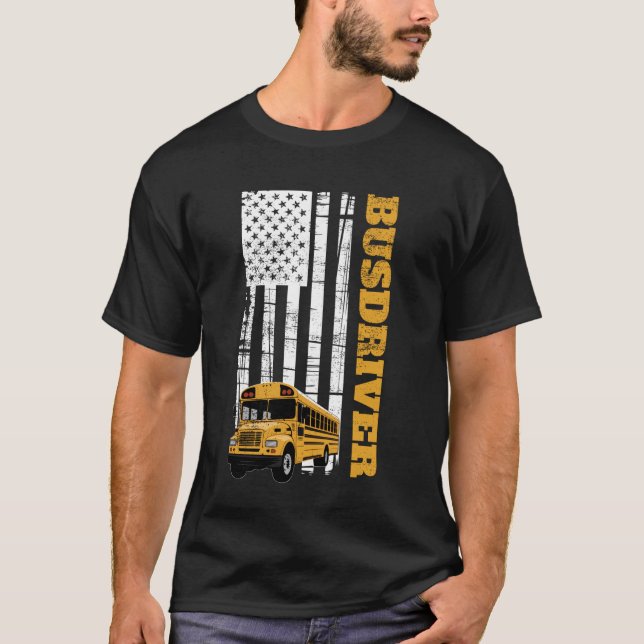 School Bus Driver American Bus T-Shirt (Front)