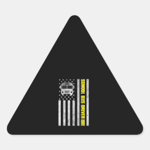 School Bus Driver American Flag , School Bus Drive Triangle Sticker