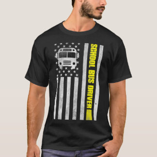 School Bus Driver American Flag Shirt School Bus D