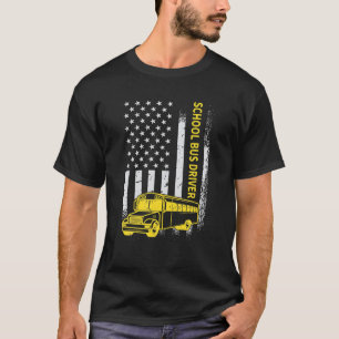 School Bus Driver American Funny Bus Driver USA Fl T-Shirt