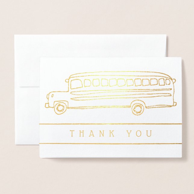 School Bus Driver Appreciation Thank You Foil Card (Front With Envelope)