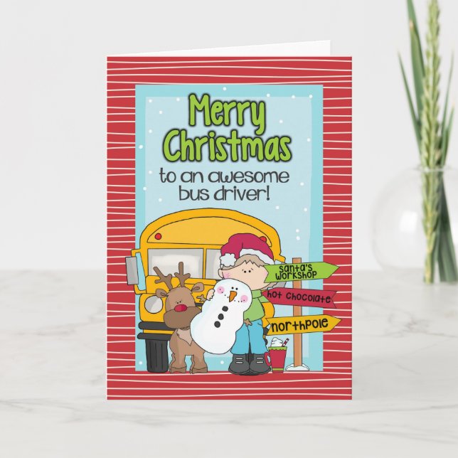 School Bus Driver Christmas Card (Front)