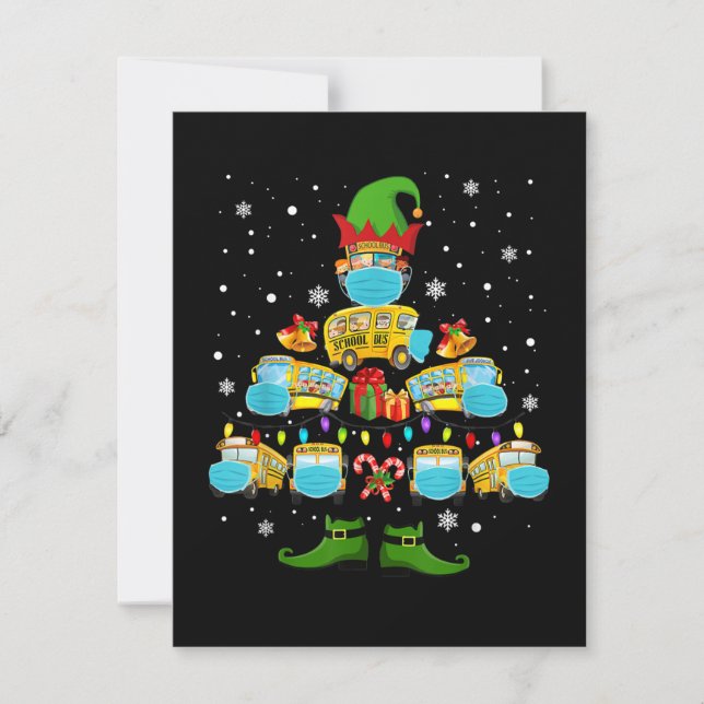 School Bus Driver Christmas Tree Funny Xmas Gift Card (Front)