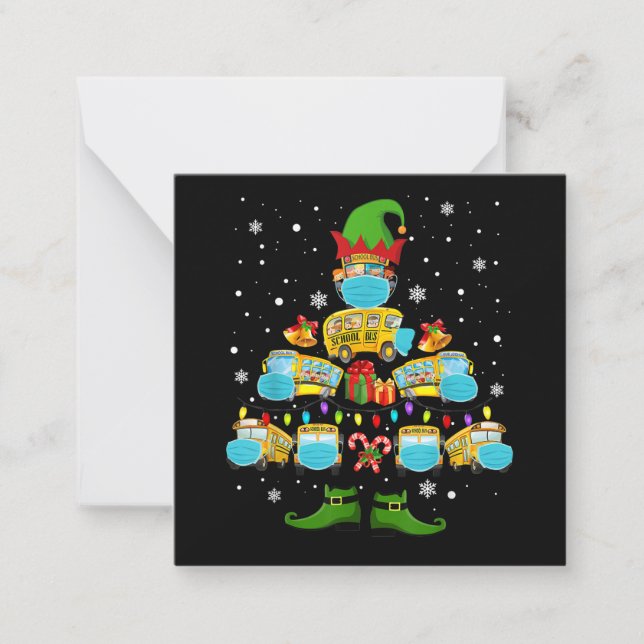 School Bus Driver Christmas Tree Funny Xmas Gift Card (Front)