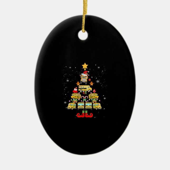 School Bus Driver Christmas Tree Gift Ceramic Tree Decoration (Front)