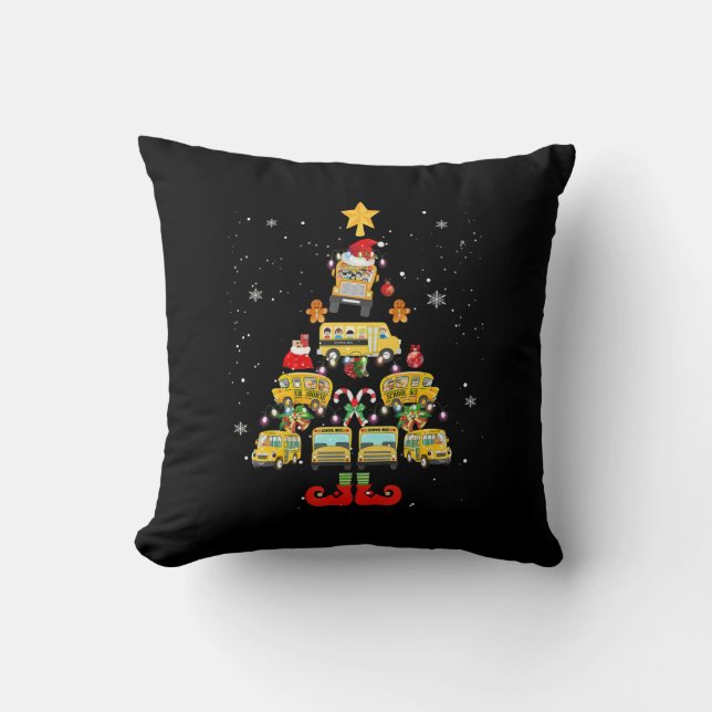School Bus Driver Christmas Tree Gift Cushion (Front)