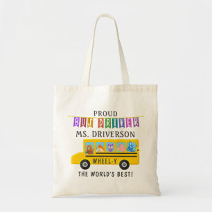 School Bus Driver Cute Animals   Personalised Name Tote Bag