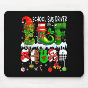 School Bus Driver Elf Squad Xmas Colorful Elf Hat  Mouse Mat