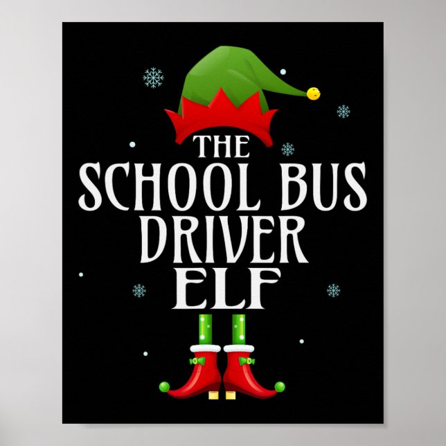 School Bus Driver Elf Xmas Matching Family Group C Poster (Front)