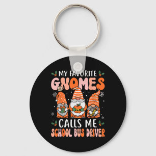School Bus Driver Funny Christmas Gnomes Bus Drive Key Ring