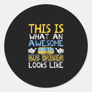 School Bus Driver Graphic Gift, School Bus Design Classic Round Sticker