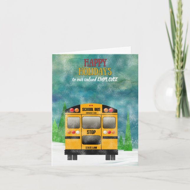School Bus Driver Happy Holidays Employee Holiday Card (Front)