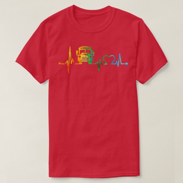 SCHOOL BUS DRIVER HEARTBEAT WATERCOLOR T-Shirt (Design Front)