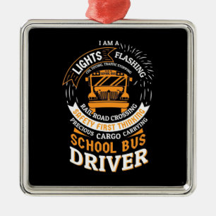 School Bus Driver Lights Flashing Metal Tree Decoration