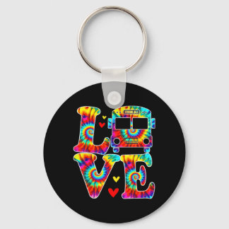 School Bus Driver Love - Tie Dye School Bus Driver Key Ring