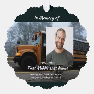 School Bus Driver Memorial Keepsake  Tree Decoration Card