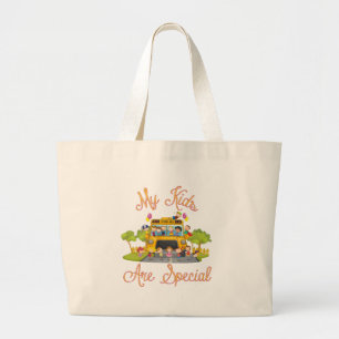 School bus driver My kids are special Large Tote Bag