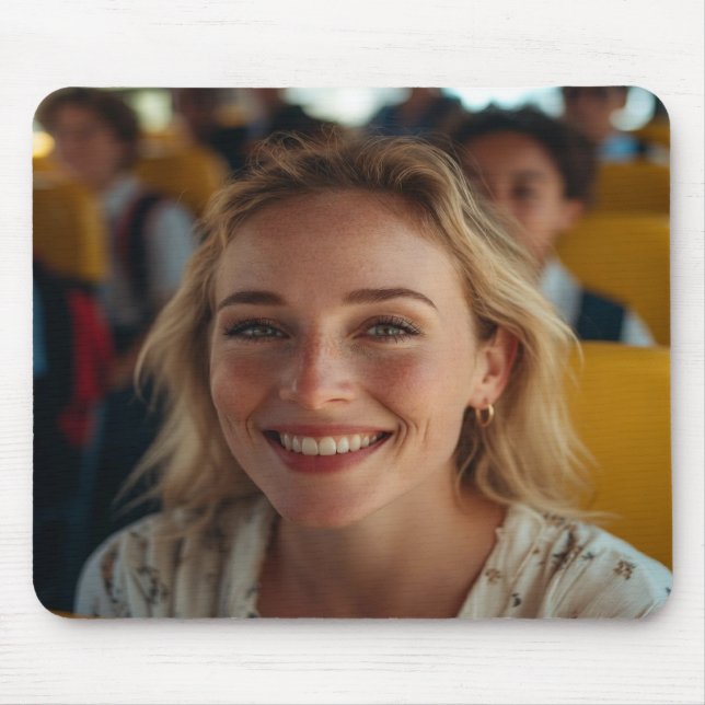 School Bus Driver Photo Customize Mouse Mat (Front)