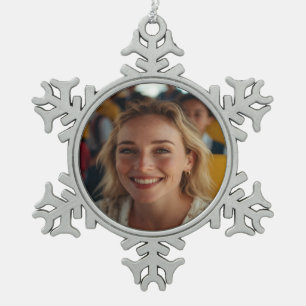 School Bus Driver Photo Customize Snowflake Pewter Christmas Ornament