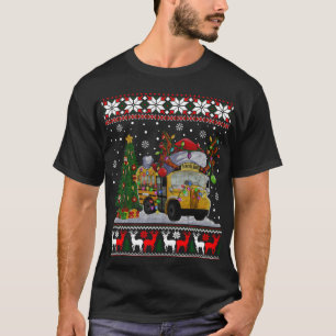 School Bus Driver Reindeer Santa Hat Ugly Christma T-Shirt