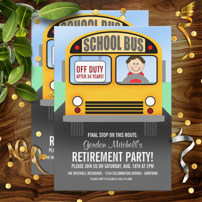 School Bus Driver Retirement Party Invitations (Creator Uploaded)