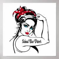 School Bus Driver Rosie The Riveter Pin Up