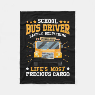School Bus Driver Safely Delivering Fleece Blanket