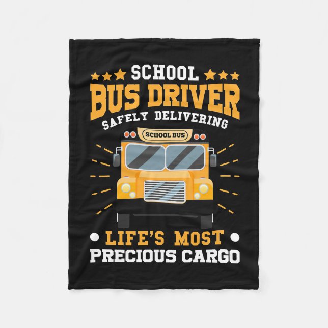 School Bus Driver Safely Delivering Fleece Blanket (Front)