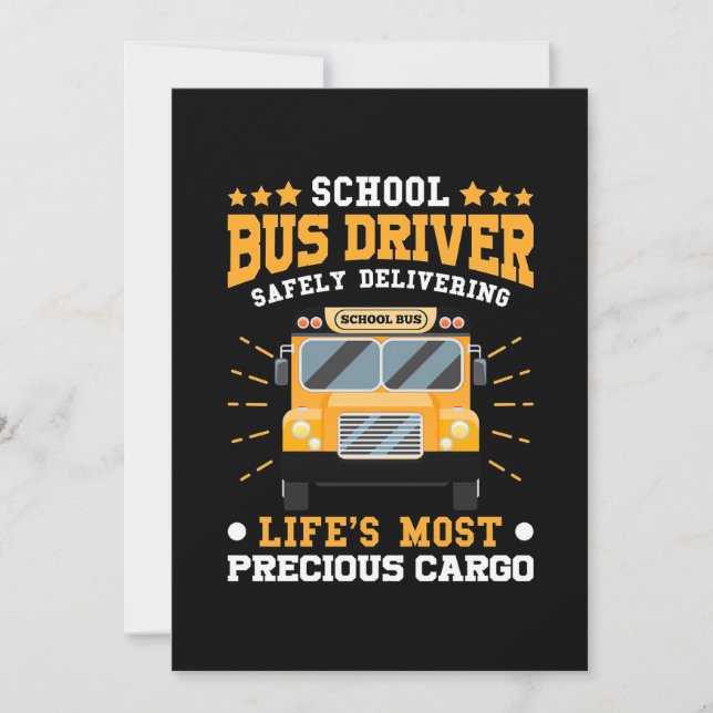 School Bus Driver Safely Delivering Invitation (Front)