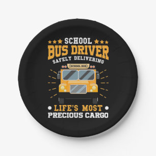School Bus Driver Safely Delivering Paper Plate