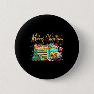 School Bus Driver Santa Hat Merry Christmas Tree M 6 Cm Round Badge