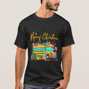 School Bus Driver Santa Hat Merry Christmas Tree M T-Shirt