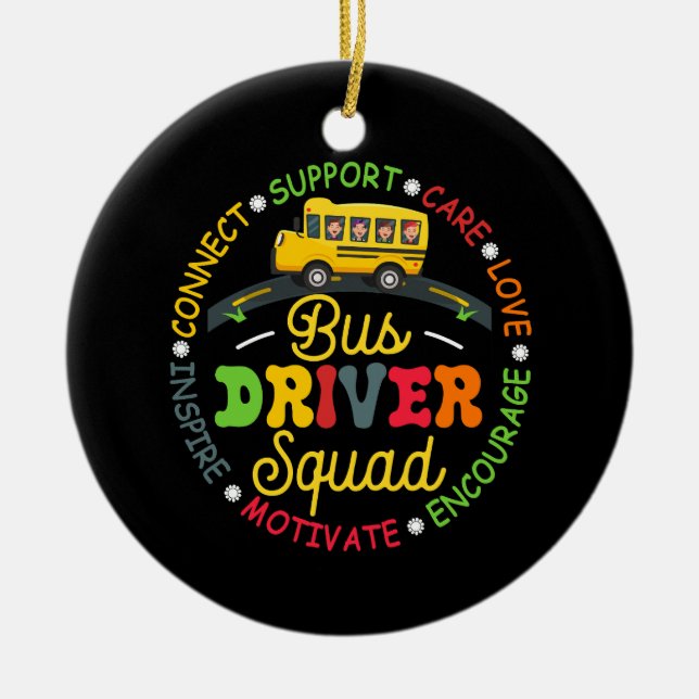 School Bus Driver Squad Appreciation Week Back to  Ceramic Tree Decoration (Front)