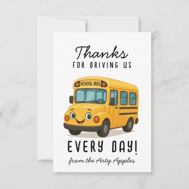 School Bus Driver Thank You , driving safely Card (Front)