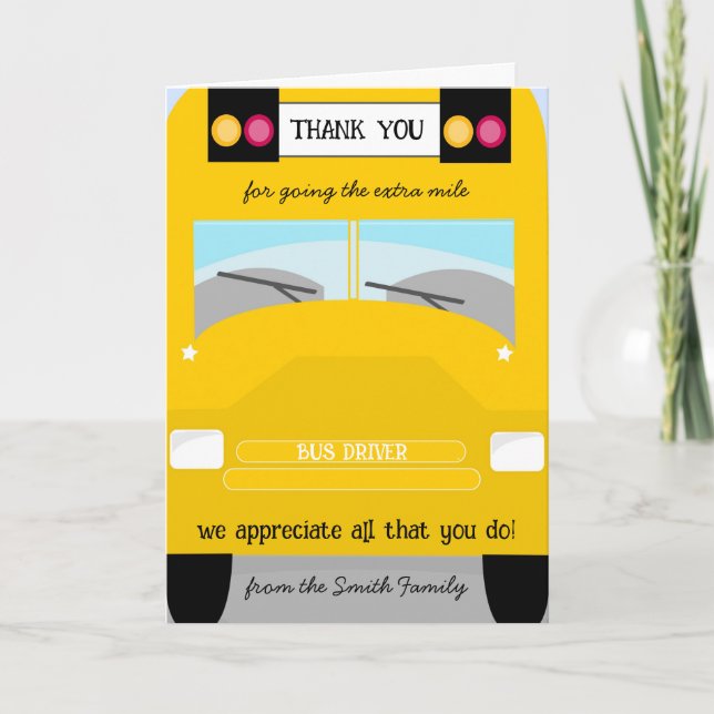 school Bus driver thank you gift volunteer Card (Front)