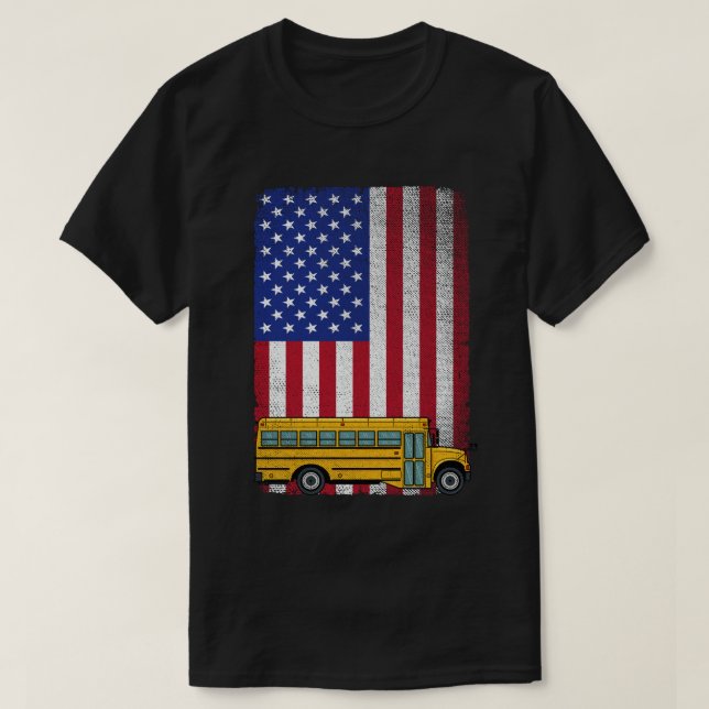 School Bus Driver Usa American Flag Bus Driver  T-Shirt (Design Front)