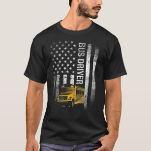 School Bus Driver Usa American Flag Funny Bus Driv T-Shirt