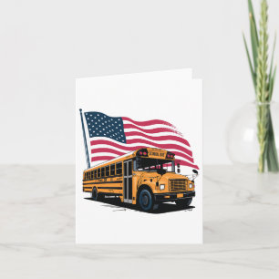 School Bus Driver Usa Flag  Card