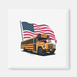 School Bus Driver Usa Flag  Magnet