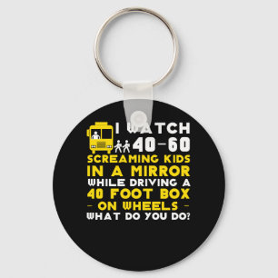School Bus Driver Watch Kids Mirror Driving Key Ring