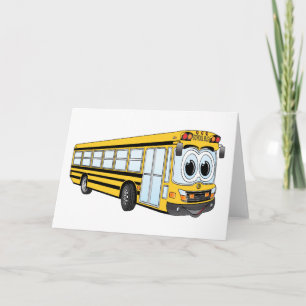 School Bus Flat Nose Cartoon Card
