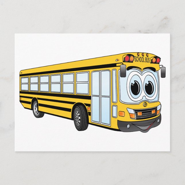 School Bus Flat Nose Cartoon Postcard (Front)