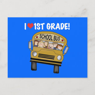 School Bus I Love 1st Grade Tshirts and Gifts Postcard
