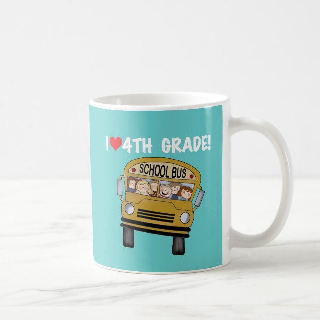 School Bus I Love 4th Grade Coffee Mug (Right)