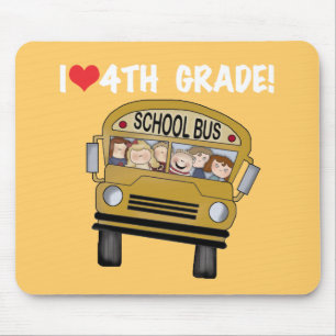 School Bus I Love 4th Grade Mouse Mat